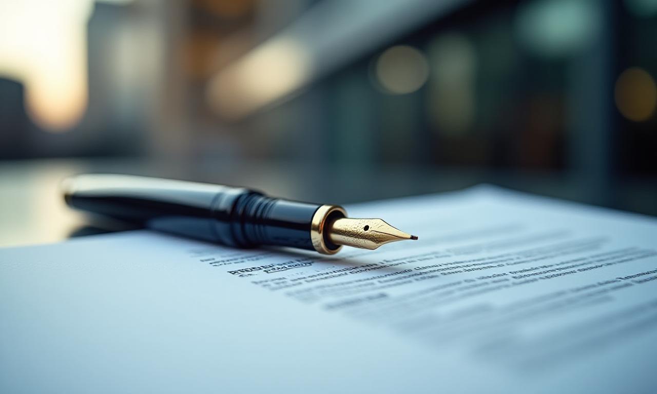 Close up of a logistics contract and pen